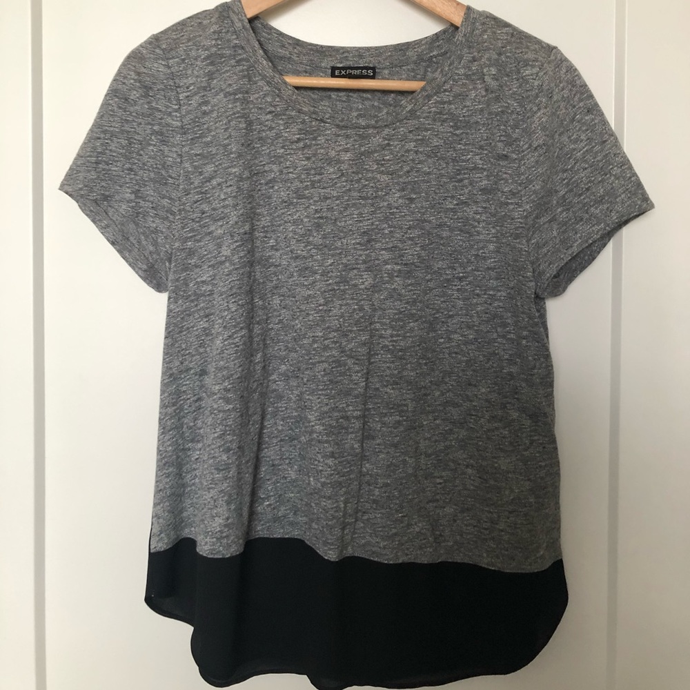 Grey Express Top With Built In Black Layer Look